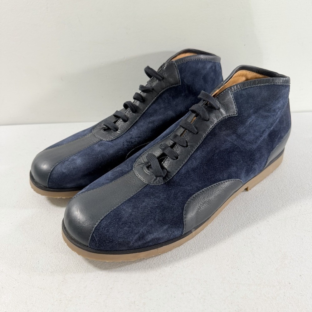 Bacco Bucci Men's 10.5 Blue Suede Leather High Top Lace Up Casual Sneaker Shoes